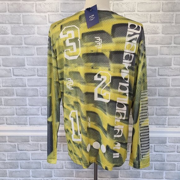Flan Labs Cellar Soccer Jersey Mens XL Green Geo  Long Sleeve Blokecore NEW - Picture 3 of 8